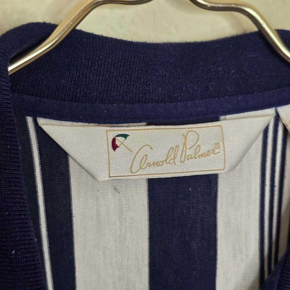 Arnold Palmer Vintage Striped Golf Polo Shirt Navy White - Picture 7 of 8